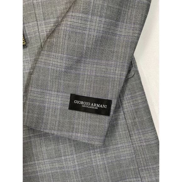 NWT Giorgio Armani Le Collezioni Gray Purple Plaid Wool Sport Coat Blazer - Picture 7 of 10